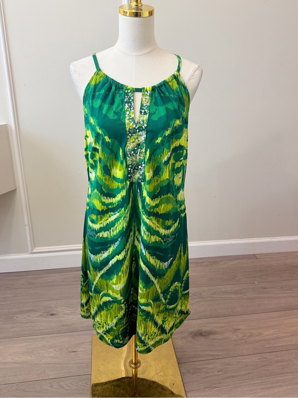 INC International Concepts Green and Yellow Tie-Dye Midi Dress - Picture 3 of 7